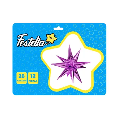 GLOBO ESTRELLA X12 PIEZAS FUCSIA 26" (PQTX12)