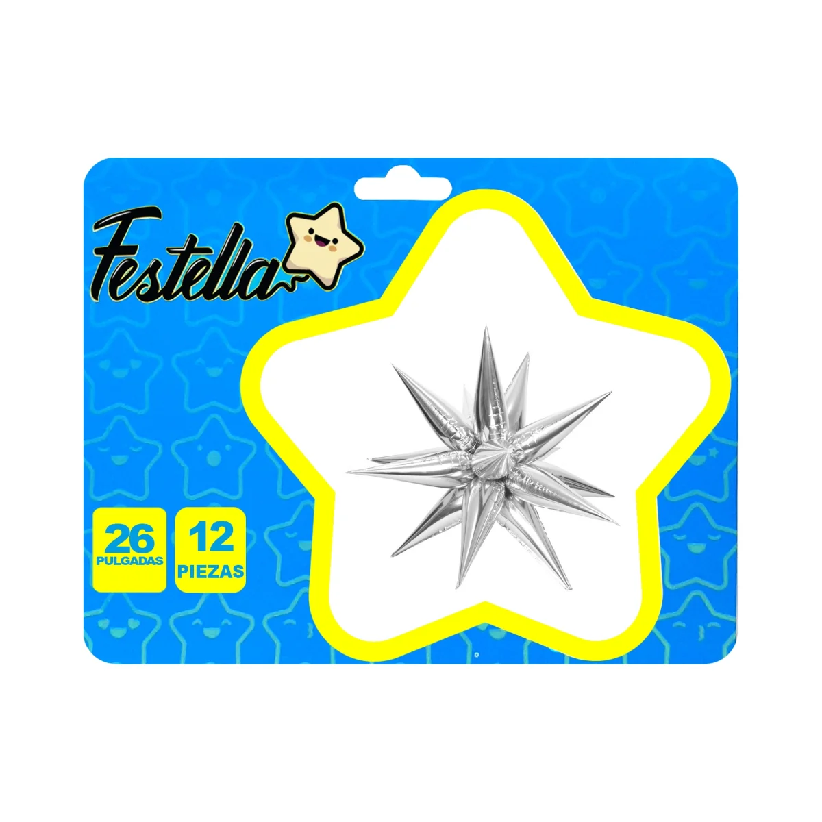 GLOBO ESTRELLA X12 PIEZAS PLATEADO 26"(PQTX12)