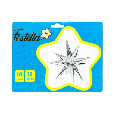 GLOBO ESTRELLA X12 PIEZAS PLATEADO 26"(PQTX12)