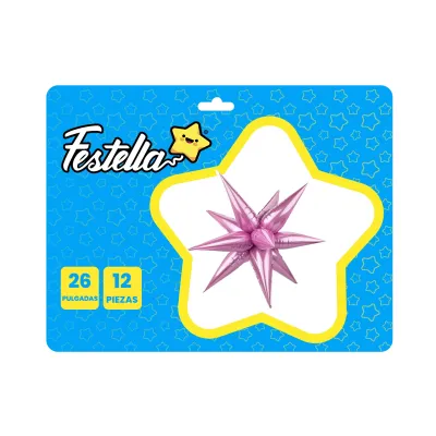 GLOBO ESTRELLA X12 PIEZAS ROSADA 26"