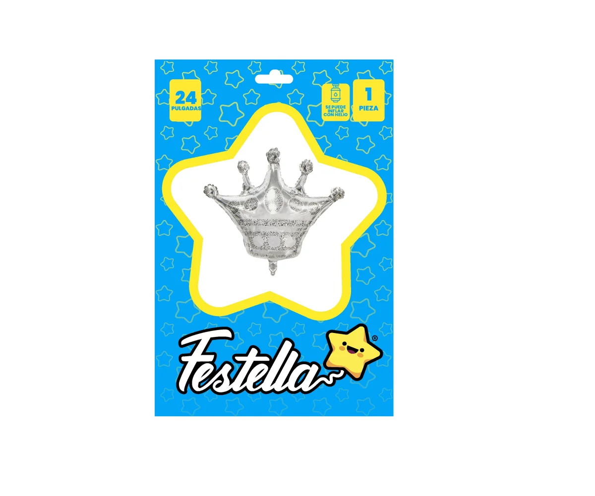 GLOBO CORONA PLATEADO 23" (PQTX25)