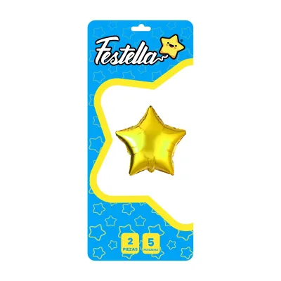 GLOBO ESTRELLA DORADO 5" X2 (PQTX25)