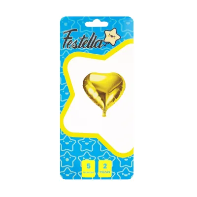 GLOBO CORAZON DORADO 5" X2 (PQTX25),