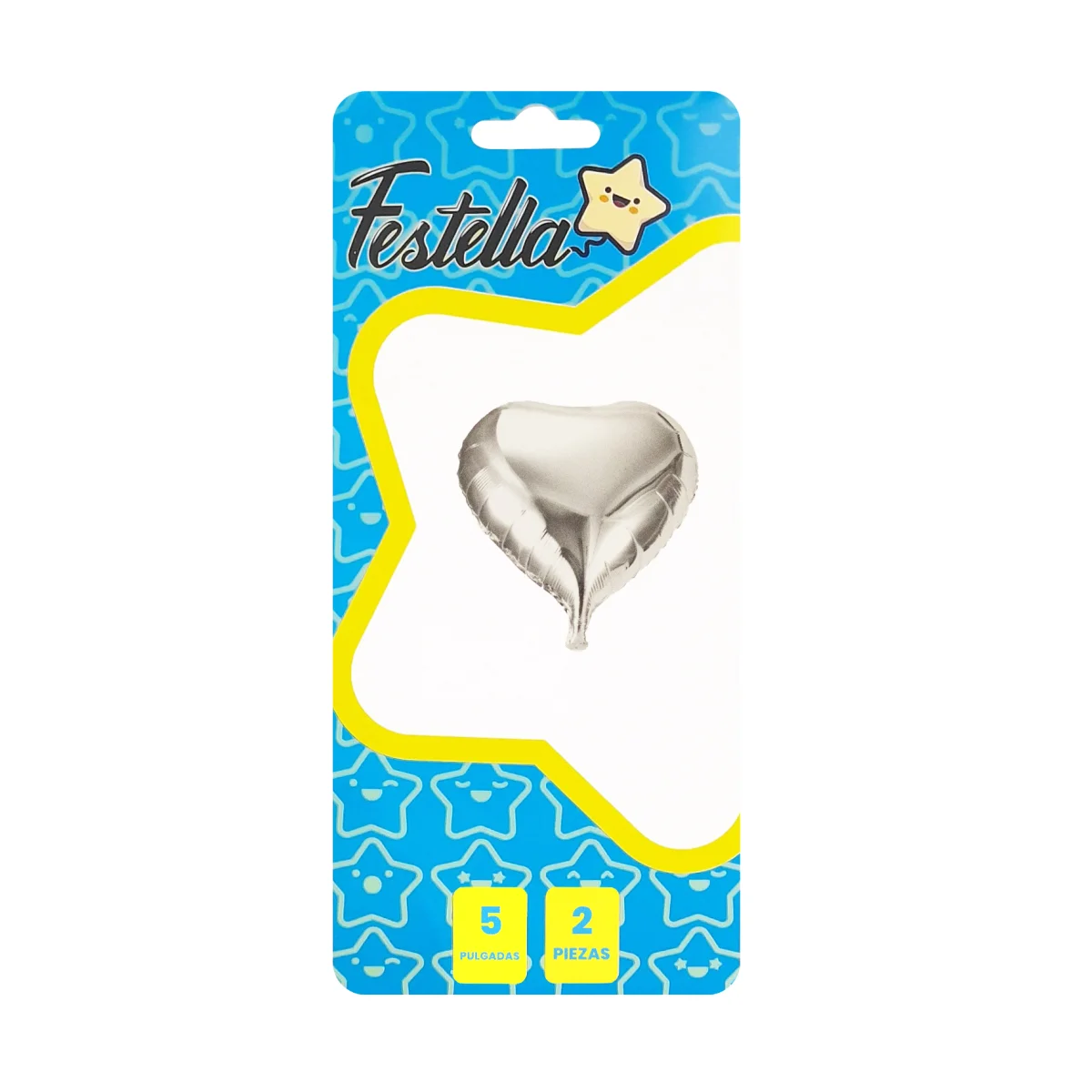 GLOBO CORAZON PLATEADO 5" X2¨.(PQTX25):