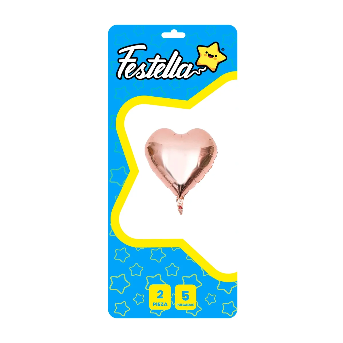 GLOBO CORAZON PALO ROSA 5" X2