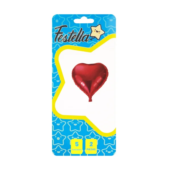 GLOBO CORAZON ROJO 5" X2 (PQTX25),