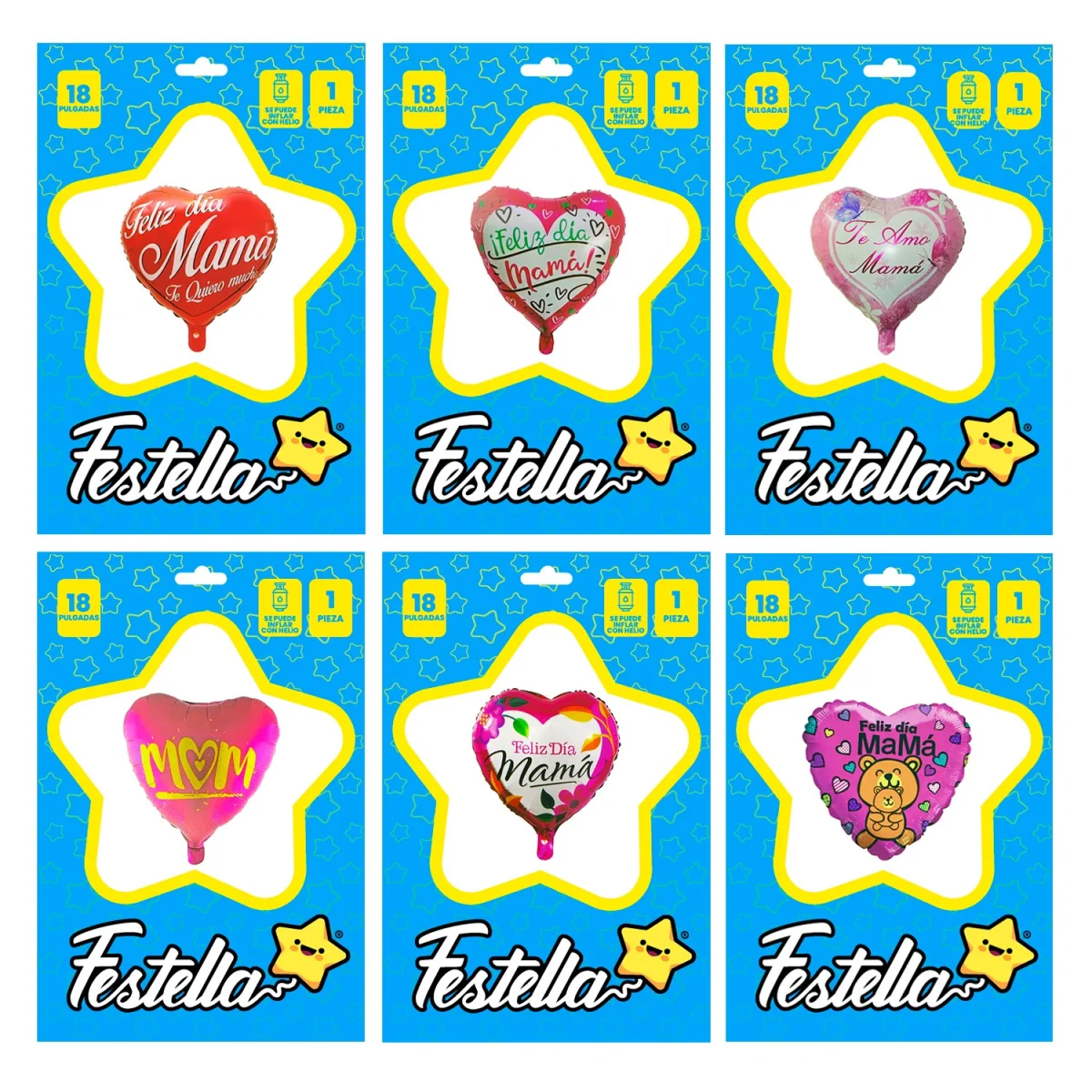 GLOBO CORAZON TE AMO MAMA 18"(PQTX25)