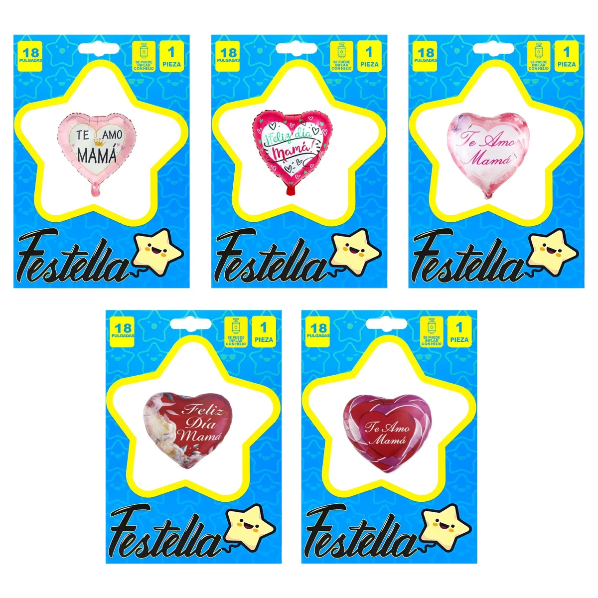 GLOBO CORAZON TE AMO MAMA 18"(PQTX25)