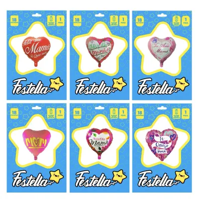 GLOBO CORAZON SURTIDO MAMA 18" (PQTX24),