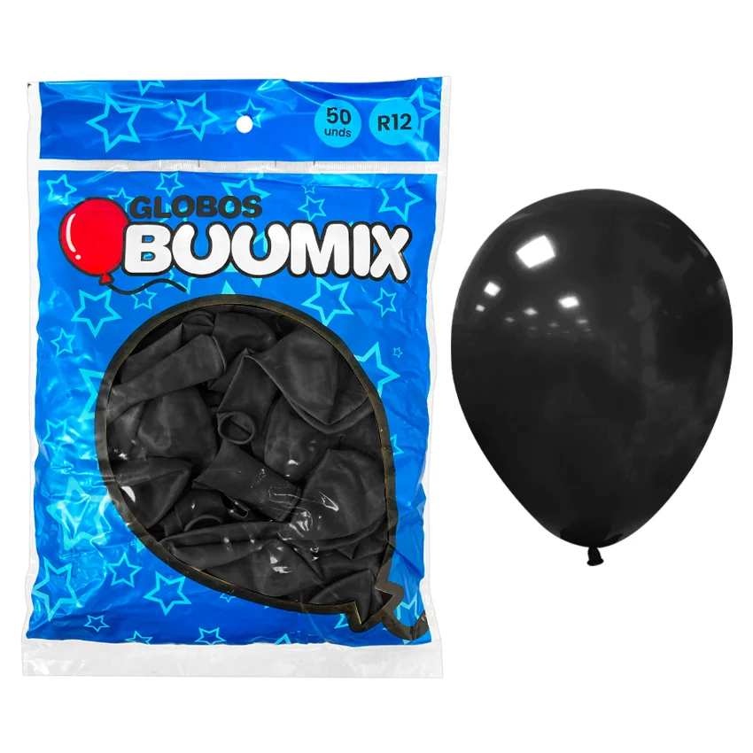GLOBO DE LATEX LISO NEGRO R12X50