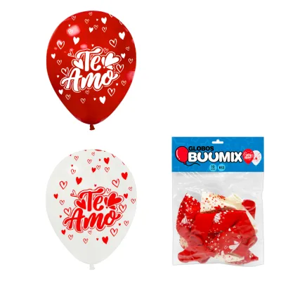 GLOBO DE LATEX TE AMO R12 X10 R-B (PQTX12)