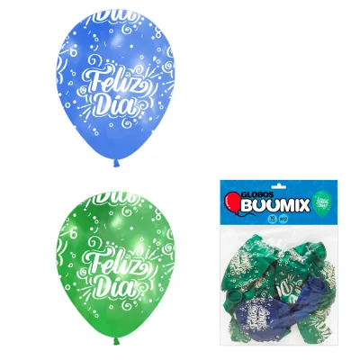 GLOBO DE LATEX FELIZ DIA R12X10 V-A (PQTX12)