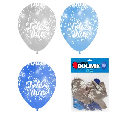 GLOBO DE LATEX FELIZ DIA R12X10 AC-A-P (PQTX12)