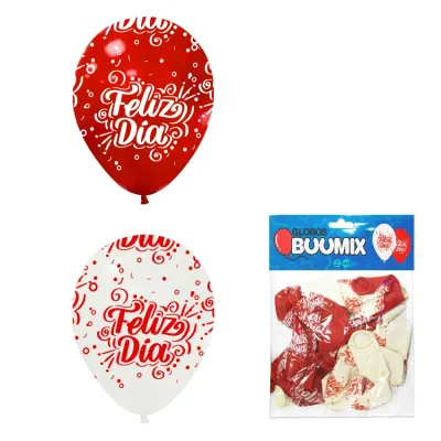 GLOBO DE LATEX FELIZ DIA R12X10 R-B (PQTX12),