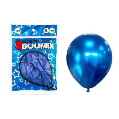 GLOBO DE LATEX ESPEJO AZUL R12X12 (PQTX12)´