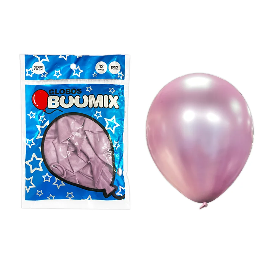 GLOBO DE LATEX ESPEJO ROSADO R12X12 (PQTX12)´