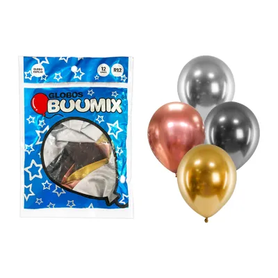 GLOBO DE LATEX ESPEJO SURTIDO R12 X12 (PQTX12)