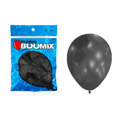 GLOBO DE LATEX SATINADO NEGRO R12X12 (PQTX12)´