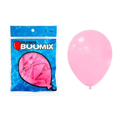 GLOBO DE LATEX LISO ROSADO CLARO R12X12 (PQTX12)