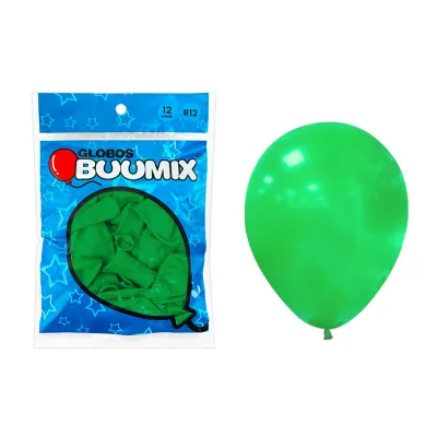 GLOBO DE LATEX LISO VERDE R12X12 (PQTX12)´