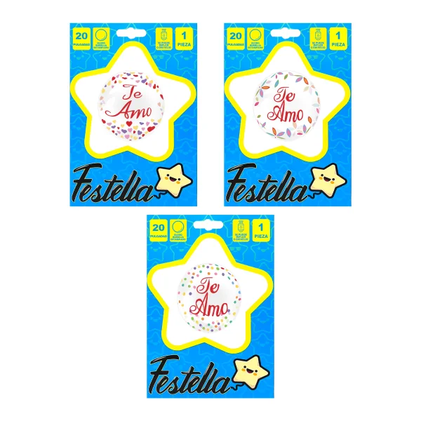 GLOBO BURBUJA ESTAMPADO TE AMO 20"