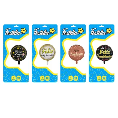 GLOBO FELIZ CUMPLEAÑOS 10" (PQTX24)