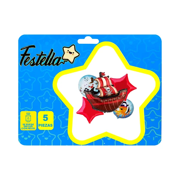 KIT GLOBO BARCO PIRATA X5