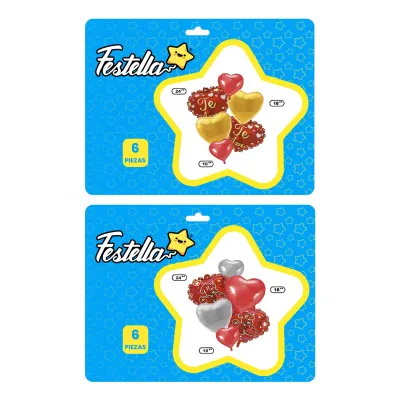 KIT GLOBO CORAZON TE AMO X6 (PQTX12),