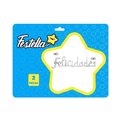 GLOBO FELICIDADES PLATEADO X2PCS (PQTX12)