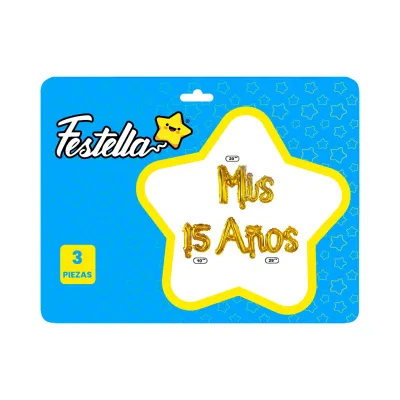 GLOBO MIS 15 AÑOS DORADO X3PCS (PQTX12)