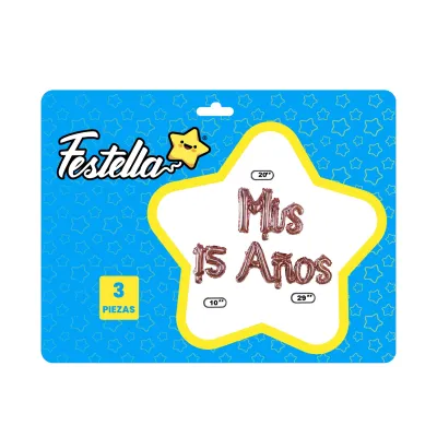 GLOBO MIS 15 AÑOS PALO ROSA X3PCS (PQTX12)