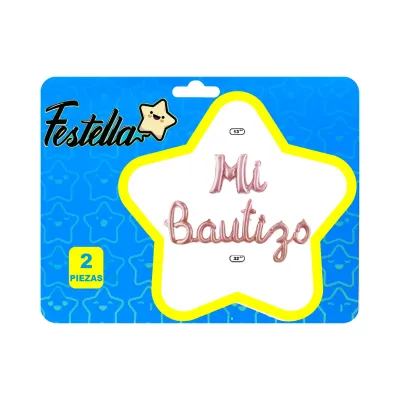 GLOBO MI BAUTIZO PALO DE ROSA X2(PQTX12)