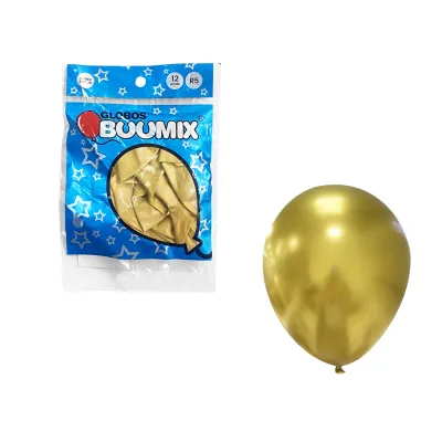 GLOBO DE LATEX ESPEJO DORADO R5 X12