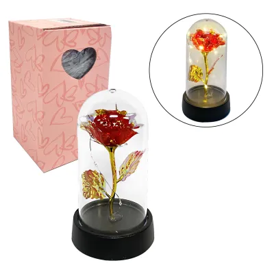 ROSA BRILLANTE ROJA CON LUZ ENCAPSULADA