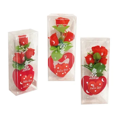 ROSAS CON CORAZONES EN ACETATO (PQTX24)(DESARMADO)