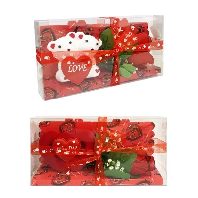 ROSAS ARTIFICIALES CON OSO/CORAZON EN ACETATO,