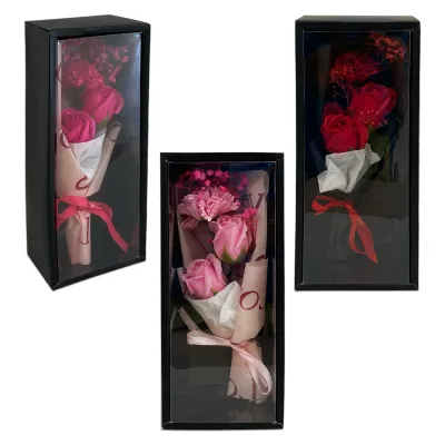 RAMO ROSAS ARTIFICIALES CON LUZ EN CAJA,