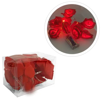 TIRA DE ROSAS ROJAS CON LUZ 2M (PILA),