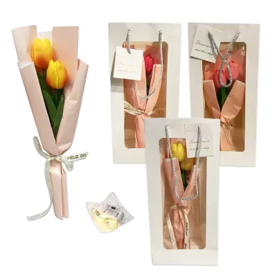 RAMO TULIPANES ARTIFICIALES CON LUZ EN BOLSA REGALO (CJX10),