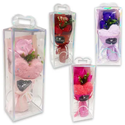 RAMO ROSAS CON CORAZON PELUCHE EN ACETATO (CJX10),