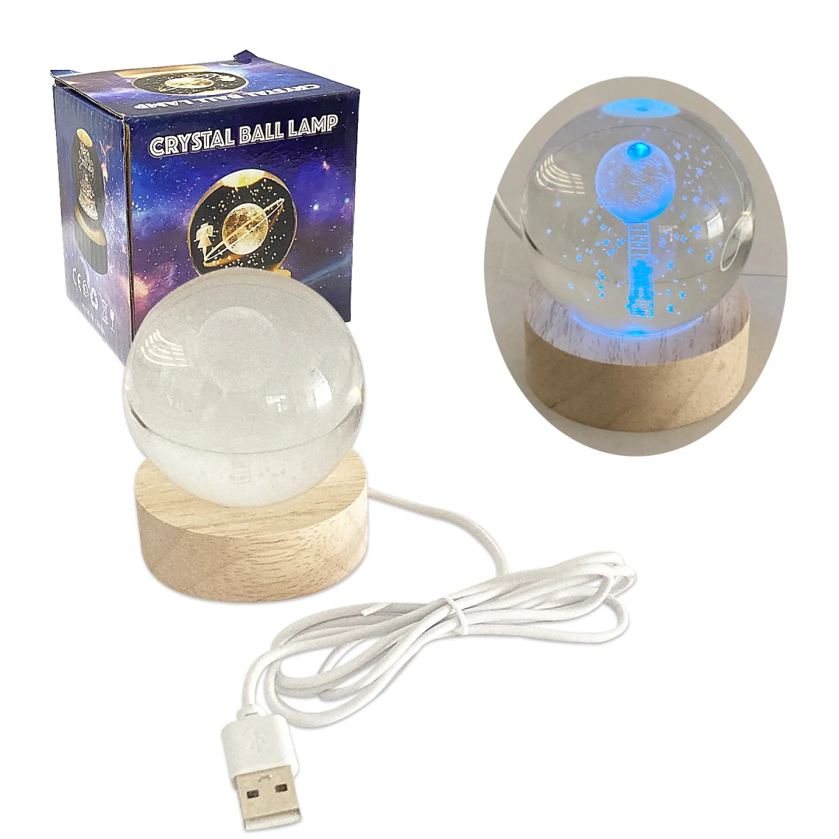 ESFERA DE CRITAL LUZ MULTICOLOR 6CM (USB)