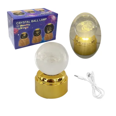 ESFERA DE CRISTAL GIRATORIA LUZ CALIDA 6CM (USB)