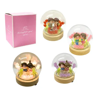 ESFERA DE CRISTAL PAREJA NOVIOS CON LUZ