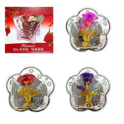 ROSA BRILLANTE EN VIDRIO FLOR