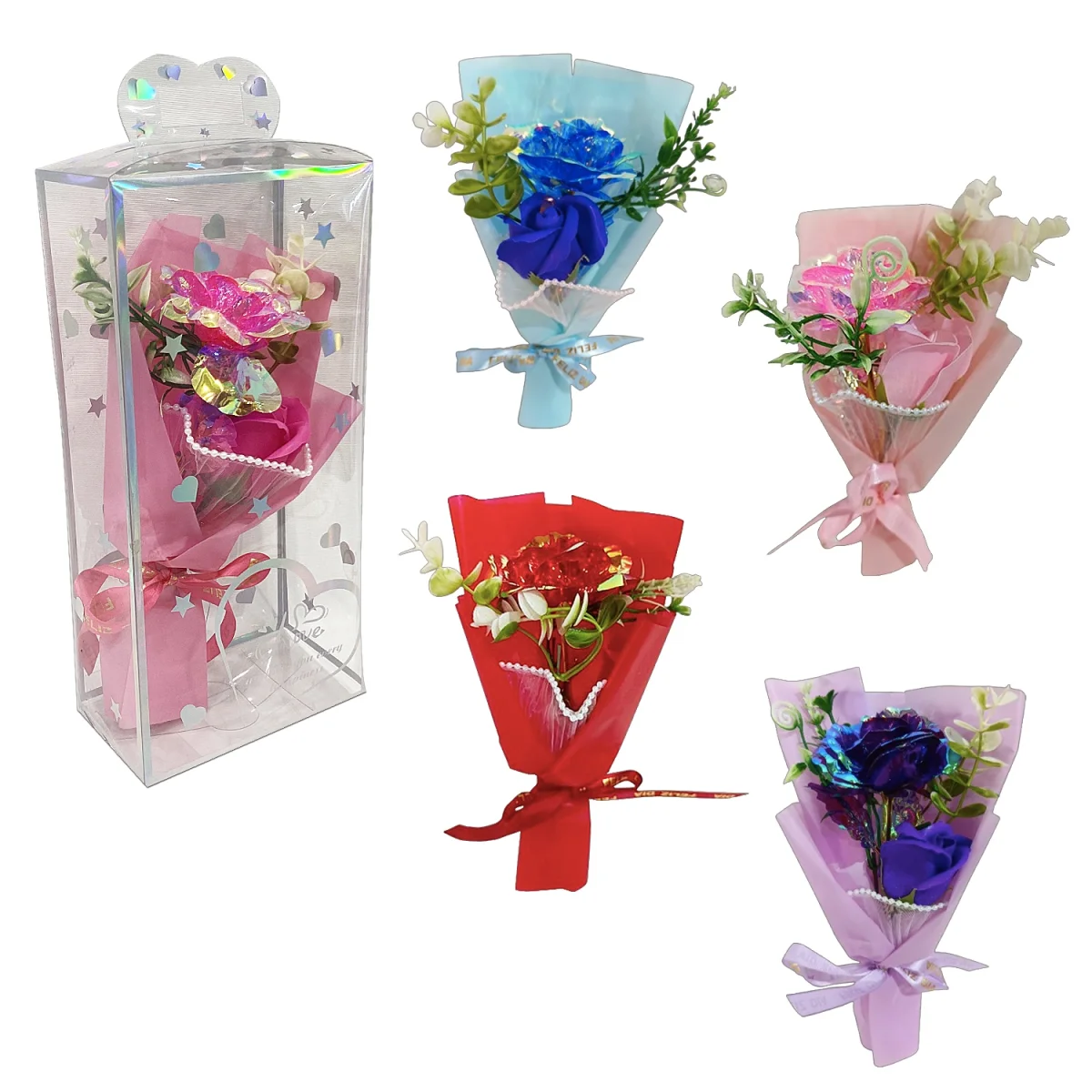 RAMO ROSAS ARTIFICIALES EN ACETATO (CJX10)