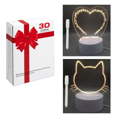LAMPARA LED 3D FIGURAS CON LAPIZ (USB)