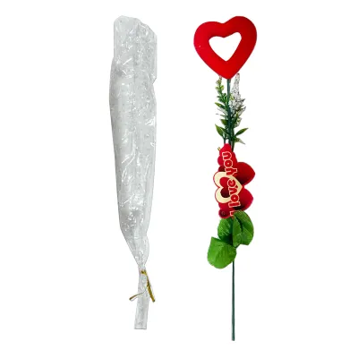 FLORES ARTIFICIALES CON CORAZON 33CM EN BOLSA (PQTX12)