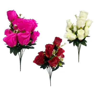 RAMO ROSAS ARTIFICIAL X9 45CM,