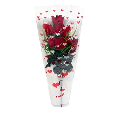 RAMO ROSAS ARTIFICIAL X9 44CM EN BOLSA,
