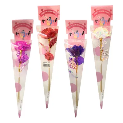 ROSA BRILLANTE EN ACETATO 23CM (PQTX12),